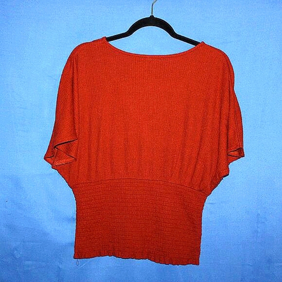 Mudd Ribbed Knit Button-Front Top - Women's Size XL - Rust Orange - Boho Style - Picture 3 of 5